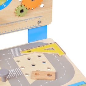 Kids Workbench, 62 pcs, Wooden Tool Bench for Kids 3 Years and Up, Toddler Toy Workbench with Realistic Tools