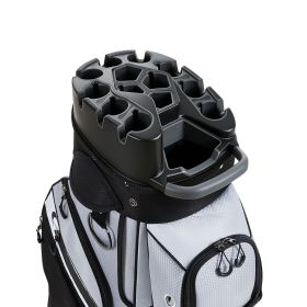 Golf Cart Bag, 14 Way Top Divider Organizer, Golf Club Bag with Full-length Divider, Handles, Storage Pockets, Shoulder Strap, Rain Hood