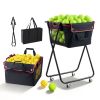 Tennis Ball Hopper, Holds 175 Tennis Balls or 290 Pickleballs, Foldable Pickleball Basket Cart with Wheels for Easy Pick Up