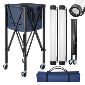2-in-1 Tennis & Pickleball Hopper, with Pickup Tube, Foldable Pickleball Basket Cart with with Wheels, Holds 150 Tennis Balls or 260 Pickleballs