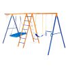 Swing Sets for Backyard, 6 in 1 Swing Set with 2 Swings, Trapeze Bar, Climbing Ladder, Climbing Net, and Basketball Hoop
