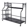 Golf Storage Garage Organizer, 3 Golf Bag Stand Holder and Other Sports Equipment Storage Rack, Rolling Ball Cart on Wheels