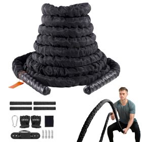 Battle Rope, 1.5 Inch Diameter 40Ft Length Polyester Exercise Rope, Battle Exercise Equipment with Protective Sleeve & Anchor