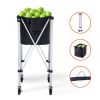 Foldable Tennis Ball Hopper, Holds 150 Tennis Balls, Lightweight Aluminum Alloy Tennis Ball Basket Cart with Wheels, Removable Bag, Carry Bag