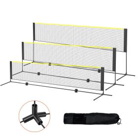 Badminton Net, Height Adjustable Volleyball Net, 14ft Wide Foldable Pickleball Net, Portable Easy Setup Tennis Net Set with Poles, Stand and Carry Bag