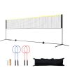 Badminton Net, Height Adjustable Volleyball Net, 20ft Wide Foldable Pickleball Net, Portable Tennis Net Set with Poles, Stand, Bag, Rackets