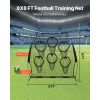 8 x 8 ft Football Trainer Throwing Net, Training Throwing Target Practice Net with 6 Target Pockets