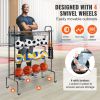 Basketball Rack, 4-Layers Rolling Basketball Shooting Training Stand, Sports Equipment Storage Organizer with Wheels, Hooks and Baskets