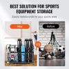 Golf Storage Garage Organizer, 3 Golf Bag Stand Holder and Other Sports Equipment Storage Rack, Rolling Ball Cart on Wheels