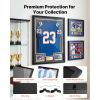 Jersey Frame Display Case, 31.5 x 23.6 x 1 in, Wooden Sport Jersey Shadow Box with 98% UV Protection PC Panel and Hanger