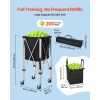 Tennis Ball Hopper, Holds 200 Tennis Balls, Foldable Pickleball Basket Cart with Wheels for Easy Pick Up