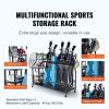 Golf Storage Garage Organizer, 3 Golf Bag Stand Holder and Other Sports Equipment Storage Rack, Rolling Ball Cart on Wheels