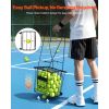 Tennis Ball Hopper, Holds 75 Tennis Balls, Pickleball Basket Cart with Wheels for Easy Pick Up, Portable Pickleball Caddy with Heavy-Duty Construction