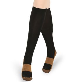 Unisex Copper Compression Socks Women Man Durable Hose Graduated Support Socks For Running Nursing Shin Splints Edema Swelling Recovery (Option: Black-SM)