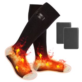 1Pair  Electric Heated Socks For Men Women Battery Powered Heated Socks Rechargeable Feet Warmer With 4 Temperature Levels Indoor Outdoor Machine (Option: Black)