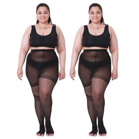 2 Pairs Womens 20D Ultra Toeless Sheer Tights Open Toe Control Top Plus Size  Pantyhose (Option: Black-XL)