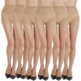 6Pairs Womens 20D Ultra Sheer Tights With Control Top Run Resistant Pantyhose (Option: NUDE-S)