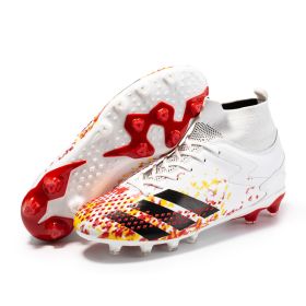 New high top football shoes men's and women's TF broken nails middle school students AG long nails sports training game football shoes (Color: White (spike), size: 35)