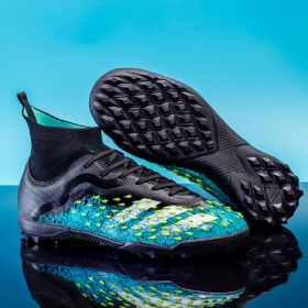 Men's and women's football shoes youth long spike broken spike professional football sneakers (Color: Black moon (Broken nail), size: 36)