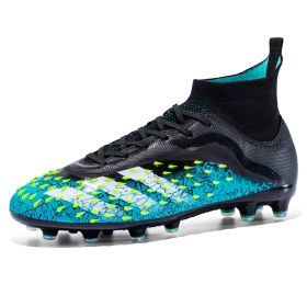 Men's and women's football shoes youth long spike broken spike professional football sneakers (Color: Black moon (Spike), size: 38)