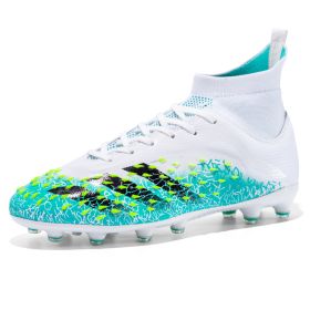 Men's and women's football shoes youth long spike broken spike professional football sneakers (Color: White Moon (Spike), size: 45)