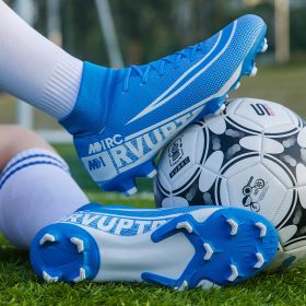 Large size youth adult football shoes long spikes short spikes sports football shoes (Color: Blue spike, size: 35)