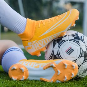 Large size youth adult football shoes long spikes short spikes sports football shoes (Color: Orange spike, size: 35)