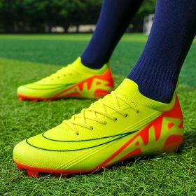 New comfortable breathable spike professional youth adult football shoes Training shoes Competition sneakers 35-45 (Color: Yellow, size: 42)