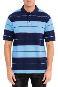 Old School Pique Polo Shirt (Color: NAVY SKY, size: S)
