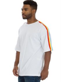 RAINBOW TAPE SHORT SLEEVE TSHIRT (Color: Green, size: 2XL)