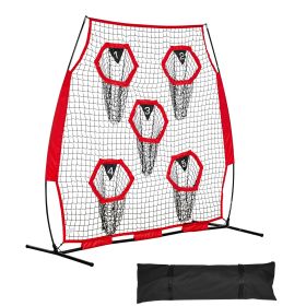 6 x 6 ft Football Trainer Throwing Net, Training Throwing Target Practice Net with 5 Target Pockets (Ball Net Size: 6 x 6 ft, Color: Red)