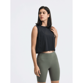JupiterGear Round-Neck Cropped Tank (Color: Black, size: 12)