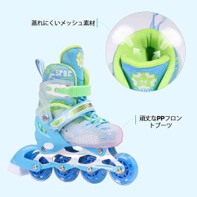 Roller Blades Adjustable for Small Youth Girls Boys with LED Light Up Wheels;  Upgrade  Outdoor Kids Inline Skates (Color: Blue, size: L)